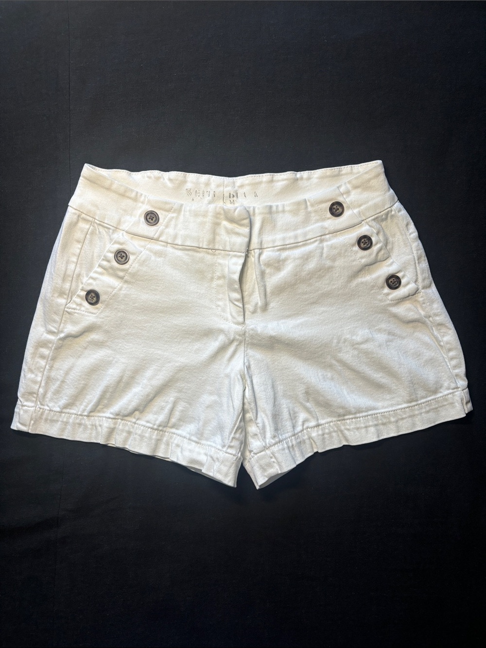 White House Black Market White Button-Accent Cotton Shorts
